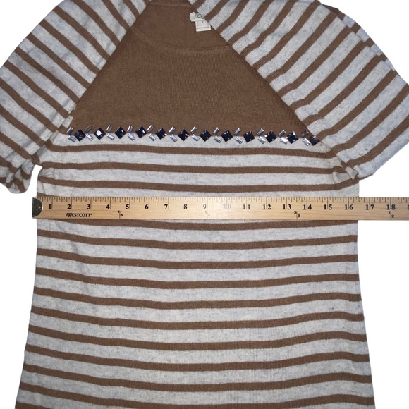 J. CREW Merino Wool Blend Brown Jewels Striped Lightweight Sweater Women’s Small - Picture 4 of 12